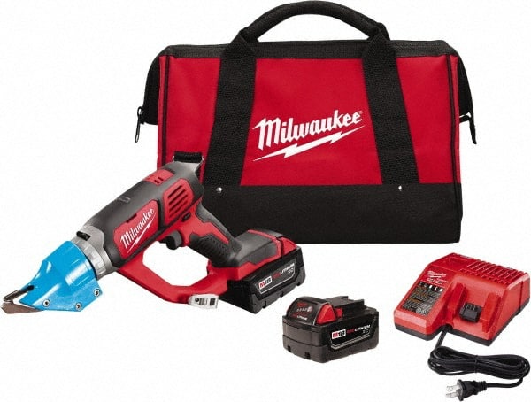 Milwaukee Tool - 3,000 SPM, 18 Volt, Inline Handle, Handheld Cordless Shear - Exact Industrial Supply