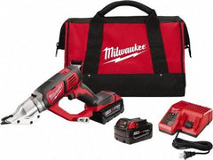 Milwaukee Tool - 3,000 SPM, 18 Volt, Inline Handle, Handheld Cordless Shear - 18 Gauge (Mild Steel) Cutting Capacity - Exact Industrial Supply