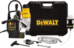 DeWALT - 1/2" Chuck, 4.375" Travel, Portable Magnetic Drill Press - 300 & 450 RPM, 10 Amps, 1100 Watts, 120 Volts, 8' Cord Length - Exact Industrial Supply