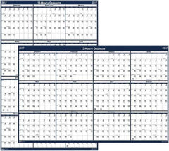 House of Doolittle - 1 Sheet, 66 x 33", Erasable Wall Calendar - Blue & Gray - Exact Industrial Supply