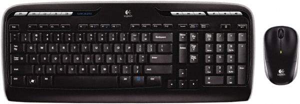 Logitech - Black Keyboard/Mouse - Use with Windows XP, Vista, 7, 8 - Exact Industrial Supply