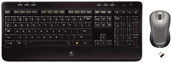 Logitech - Black Keyboard/Mouse - Use with Windows XP, Vista, 7, 8 - Exact Industrial Supply