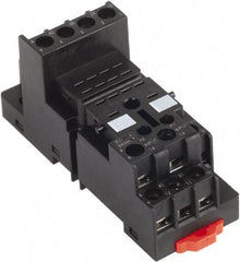 Schneider Electric - 250 Volt, 10 Amp, Flat Relay Socket - DIN Rail Mount, Panel Mount, IP20, Box Lug Mixed Terminal - Exact Industrial Supply