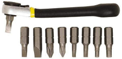General - 9 Piece, Screwdriver Mini-Ratchet Bit Kit - #1 & #2 Phillips - Exact Industrial Supply