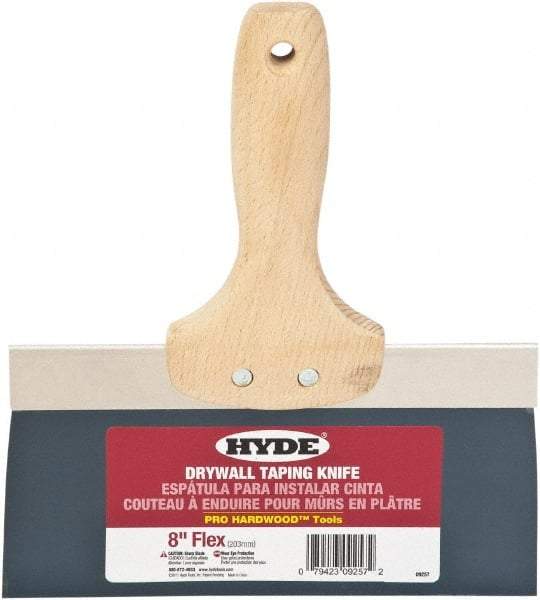 Hyde Tools - 8" Wide Flexible Blade Steel Joint Knife - Flexible, Hardwood Handle - Exact Industrial Supply