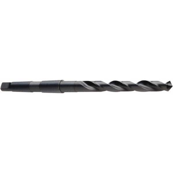 Taper Shank Drill Bit: 1.122″ Dia, 3MT, 118 °, High Speed Steel Oxide Finish, 6.8898″ Flute Length, 11.6535″ OAL, Spiral Flute