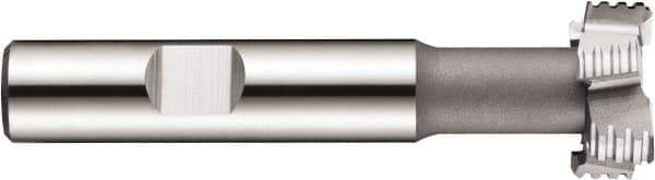 DORMER - 32mm Cut Diam, 14mm Cut Width, 0.5906" Neck Diam, 0.6299" Shank Diam, Cobalt T-Slot Cutter - Uncoated, 18mm Bolt, Staggered Teeth, 8 Teeth, Weldon Flat - Exact Industrial Supply