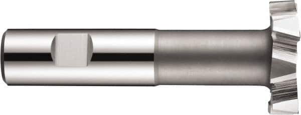 DORMER - 63mm Cut Diam, 6mm Cut Width, 61/64" Neck Diam, 63/64" Shank Diam, Cobalt T-Slot Cutter - Uncoated, Staggered Teeth, 12 Teeth, Weldon Flat - Exact Industrial Supply