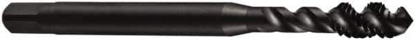 DORMER - M2x0.40 Metric Coarse 3 Flute 6H Bottoming Spiral Flute Tap - Cobalt, Oxide Finish, 41mm OAL, Right Hand Flute, Right Hand Thread, Series E003 - Exact Industrial Supply