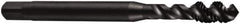 DORMER - M2x0.40 Metric Coarse 3 Flute 6H Bottoming Spiral Flute Tap - Cobalt, Oxide Finish, 41mm OAL, Right Hand Flute, Right Hand Thread, Series E003 - Exact Industrial Supply