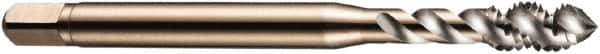 DORMER - M6x1.00 Metric Coarse 3 Flute 6H Bottoming Spiral Flute Tap - Cobalt, Bright Finish, 66mm OAL, Right Hand Flute, Right Hand Thread, Series E002 - Exact Industrial Supply