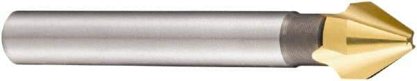 DORMER - 10mm Shank Diam, 3 Flute 60° High Speed Steel Countersink - TiN Finish, 63mm OAL, Single End, Straight Shank, Right Hand Cut - Exact Industrial Supply