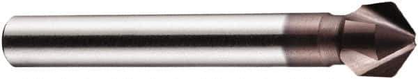 DORMER - 5mm Shank Diam, 3 Flute 100° High Speed Steel Countersink - TiAlN Finish, 44mm OAL, Single End, Straight Shank, Right Hand Cut - Exact Industrial Supply