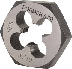 DORMER - 1/4-19 BSPP Thread, Nonadjustable Round Pipe Die - High Speed Steel, Right Hand Thread - Exact Industrial Supply