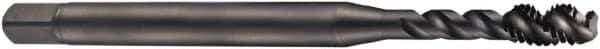 DORMER - 1/4-20 UNC 3 Flute 2B Bottoming Spiral Flute Tap - Cobalt, Oxide Finish, 80mm OAL, Right Hand Flute, Right Hand Thread, Series EX21 - Exact Industrial Supply