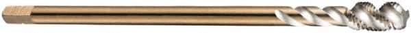 DORMER - M6x0.75 Metric Fine 3 Flute 6H Bottoming Spiral Flute Tap - Cobalt, Bright Finish, 80mm OAL, Right Hand Flute, Right Hand Thread, Series EX10 - Exact Industrial Supply