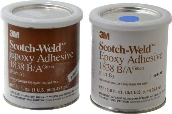 3M - 16 oz Can Two Part Epoxy - 60 min Working Time, 3,000 psi Shear Strength, Series 1838 - Exact Industrial Supply