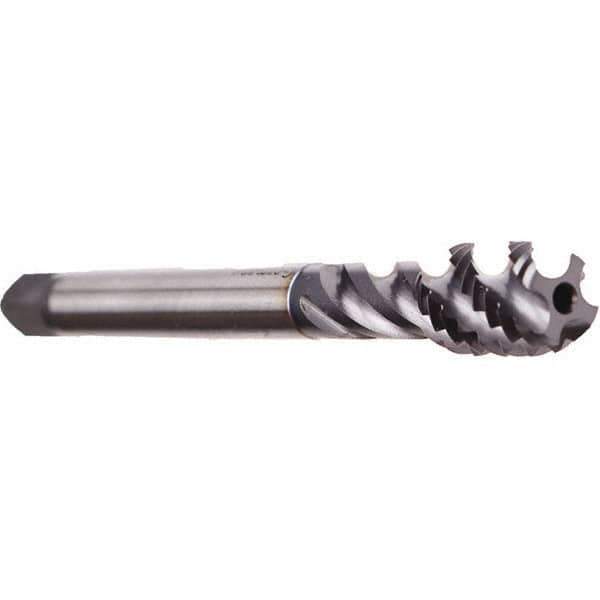 Emuge - 7/8-9 UNC 5 Flute 2B Bottoming Spiral Flute Tap - Cobalt, TiCN Finish, 5.512" OAL, Right Hand Flute, Right Hand Thread, Series Enorm - Exact Industrial Supply