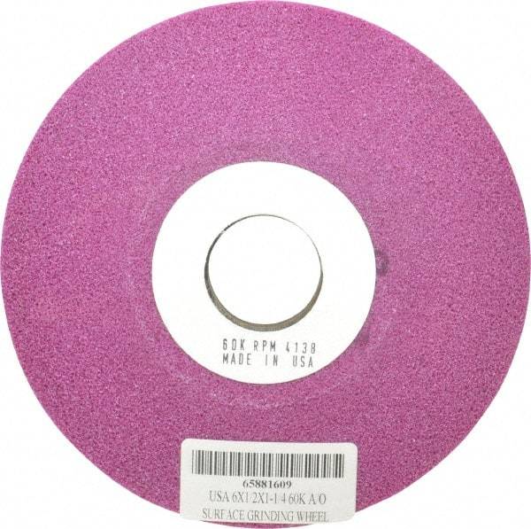 Grier Abrasives - 6" Diam, 1-1/4" Hole Size, 1/2" Overall Thickness, 60 Grit, Type 12 Tool & Cutter Grinding Wheel - Medium Grade, Aluminum Oxide, K Hardness, Vitrified Bond, 4,138 RPM - Exact Industrial Supply