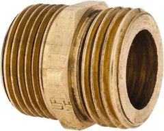 ANDERSON METALS - 3/4 MGHT & 3/4 MPT Garden Hose Male x MIP with FIP Tap - Lead Free Brass, Male Hose to Male Pipe Connector - Exact Industrial Supply