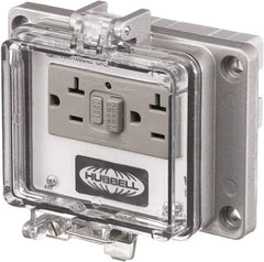 Hubbell Wiring Device-Kellems - 5-15R, 5-20R NEMA, 125 VAC, 20 Amp, GFCI Receptacle - Cast Aluminum, Panel Mount, Includes In Cabinet Receptacle - Exact Industrial Supply