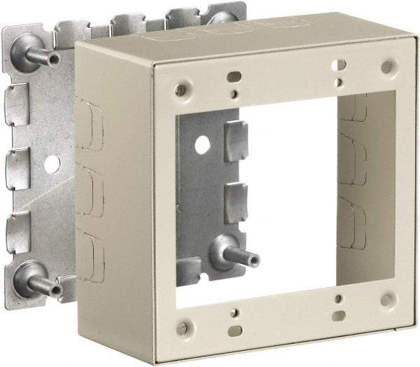 Hubbell Wiring Device-Kellems - 4.64 Inch Long x 2-1/4 Inch Wide x 4.54 Inch High, Rectangular 2 Gang Raceway Box - Ivory, For Use with HBL500 Series Raceways and HBL750 Series Raceways - Exact Industrial Supply