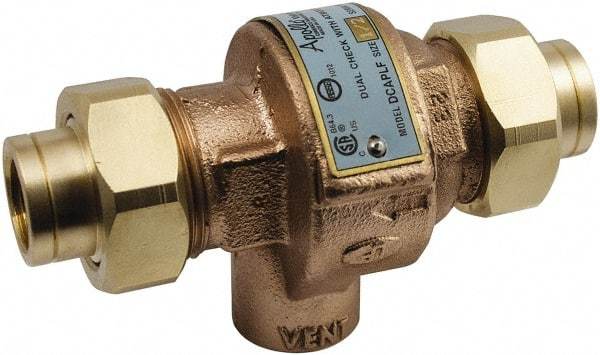 Conbraco - 3/4 Thread, 175 psi WOG Rating, Bronze Dual Check Backflow Preventer Valve - Lead-Free, Use with Potable Water Applications - Exact Industrial Supply