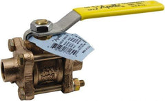 Conbraco - 1-1/2" Pipe, Full Port, Lead Free Bronze Full Port Ball Valve - 3 Piece, Female NPT Ends, Lever Handle, 600 WOG, 150 WSP - Exact Industrial Supply