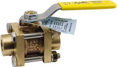 Conbraco - 1-1/4" Pipe, Full Port, Lead Free Bronze Full Port Ball Valve - 3 Piece, Female NPT Ends, Lever Handle, 600 WOG, 150 WSP - Exact Industrial Supply