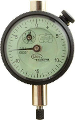 Mahr - 0.075" Range, 0-15-0 Dial Reading, 0.0005" Graduation Dial Drop Indicator - 1-3/4" Dial, 0.03" Range per Revolution, 0.0005" Accuracy, Revolution Counter - Exact Industrial Supply