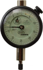 Mahr - 1/8" Range, 0-25-0 Dial Reading, 0.001" Graduation Dial Drop Indicator - 1-3/4" Dial, 0.05" Range per Revolution, 0.001" Accuracy, Revolution Counter - Exact Industrial Supply