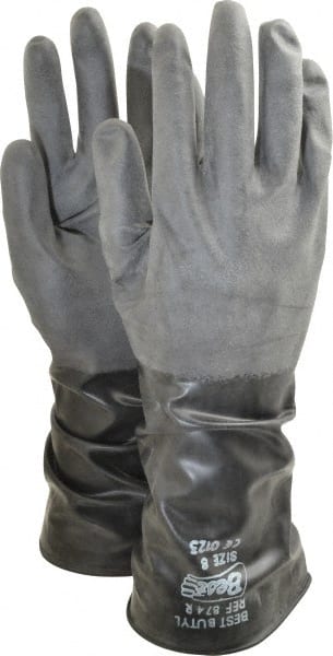 SHOWA - Size M (8), 14" Long, 14 mil, Unsupported, Butyl Chemical Resistant Gloves - Exact Industrial Supply