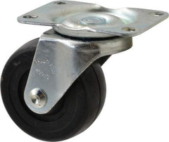Albion - 3" Diam x 1-1/4" Wide x 4-3/8" OAH Top Plate Mount Swivel Caster - Soft Rubber, 175 Lb Capacity, Self-Lubricating Bearing, 2-7/8 x 3-5/8" Plate - Exact Industrial Supply