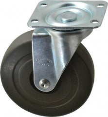 Albion - 5" Diam x 1-1/4" Wide x 6-15/32" OAH Top Plate Mount Swivel Caster - Hard Rubber, 290 Lb Capacity, Self-Lubricating Bearing, 2-7/8 x 3-5/8" Plate - Exact Industrial Supply