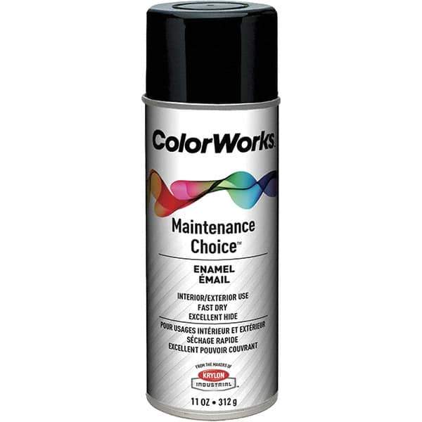 Krylon - Black, Gloss, Enamel Spray Paint - 15 to 18 Sq Ft per Can, 16 oz Container, Use on General Industrial Maintenance & Touch-up Work - Exact Industrial Supply