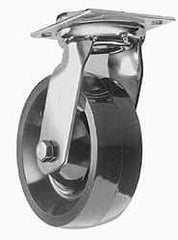 Albion - 6" Diam x 2" Wide x 7-1/2" OAH Top Plate Mount Swivel Caster - Phenolic, 500 Lb Capacity, Sealed Roller Bearing, 3-3/4 x 4-1/2" Plate - Exact Industrial Supply