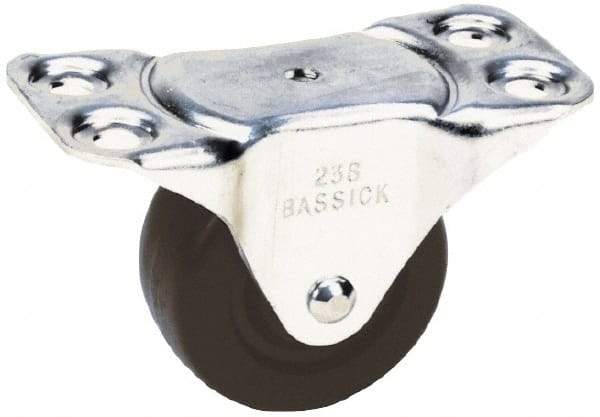 Albion - 2-1/2" Diam x 1-1/8" Wide x 2-7/8" OAH Top Plate Mount Rigid Caster - Hard Rubber, 175 Lb Capacity, Self-Lubricating Bearing, 2-1/4 x 4-1/2" Plate - Exact Industrial Supply