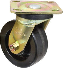 Albion - 5" Diam x 2" Wide x 6-1/2" OAH Top Plate Mount Swivel Caster - Phenolic, 1,100 Lb Capacity, Roller Bearing, 4 x 4-1/2" Plate - Exact Industrial Supply