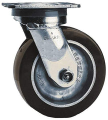 Albion - 6" Diam x 2" Wide x 7-1/2" OAH Top Plate Mount Swivel Caster - Polyolefin, 700 Lb Capacity, Roller Bearing, 4 x 4-1/2" Plate - Exact Industrial Supply