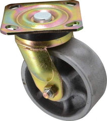 Albion - 5" Diam x 2" Wide x 6-1/2" OAH Top Plate Mount Swivel Caster - Semi-Steel, 1,100 Lb Capacity, Roller Bearing, 4 x 4-1/2" Plate - Exact Industrial Supply