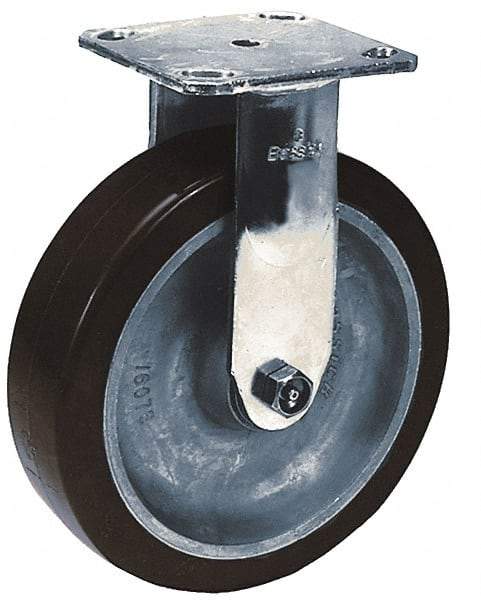 Albion - 6" Diam x 2" Wide x 7-1/2" OAH Top Plate Mount Rigid Caster - Phenolic, 900 Lb Capacity, Roller Bearing, 4 x 4-1/2" Plate - Exact Industrial Supply