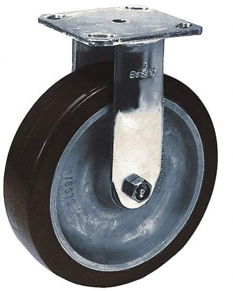 Albion - 8" Diam x 2" Wide x 9-1/2" OAH Top Plate Mount Rigid Caster - Polyurethane, 900 Lb Capacity, Roller Bearing, 4 x 4-1/2" Plate - Exact Industrial Supply