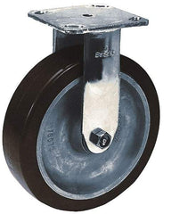 Albion - 5" Diam x 2" Wide x 6-1/2" OAH Top Plate Mount Rigid Caster - Phenolic, 900 Lb Capacity, Roller Bearing, 4 x 4-1/2" Plate - Exact Industrial Supply