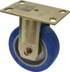 Albion - 6" Diam x 2" Wide x 7-1/2" OAH Top Plate Mount Rigid Caster - Polyurethane, 1,750 Lb Capacity, Sealed Roller Bearing, 4-1/2 x 6-5/16" Plate - Exact Industrial Supply