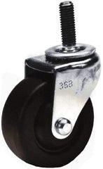 Shepherd - 3" Diam x 13/16" Wide x 3-1/2" OAH Stem Mount Swivel Caster with Brake - Hard Rubber, 120 Lb Capacity, Nylon Bearing, 3/8-16 x 1-1/2" Threaded Stem - Exact Industrial Supply