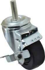 Albion - 3" Diam x 1-1/4" Wide x 4-1/4" OAH Stem Mount Swivel Caster with Brake - Soft Rubber, 150 Lb Capacity, Nylon Bearing, 1/2-13 x 1-1/2" Threaded Stem - Exact Industrial Supply