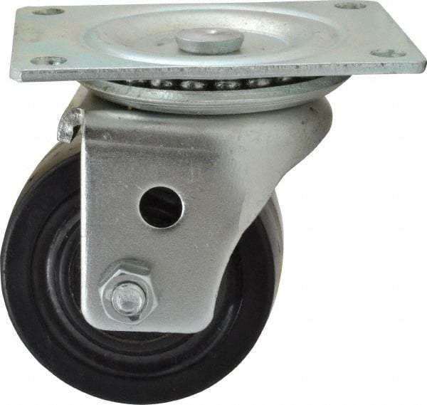 Albion - 3" Diam x 1-13/16" Wide x 3-31/32" OAH Top Plate Mount Swivel Caster - Phenolic, 700 Lb Capacity, Roller Bearing, 3-1/8 x 4-1/8" Plate - Exact Industrial Supply