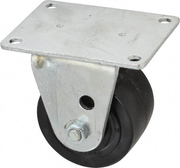 Albion - 3" Diam x 1-13/16" Wide x 3-31/32" OAH Top Plate Mount Rigid Caster - Phenolic, 700 Lb Capacity, Roller Bearing, 3-1/8 x 4-1/8" Plate - Exact Industrial Supply