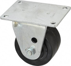 Albion - 3" Diam x 1-13/16" Wide x 3-31/32" OAH Top Plate Mount Rigid Caster - Phenolic, 700 Lb Capacity, Roller Bearing, 3-1/8 x 4-1/8" Plate - Exact Industrial Supply