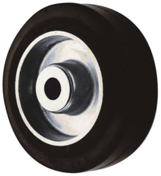 Albion - 5 Inch Diameter x 2 Inch Wide, Rubber Caster Wheel - 450 Lb. Capacity, 2-3/8 Inch Hub Length, 1/2 Inch Axle Diameter, Sealed Roller Bearing - Exact Industrial Supply